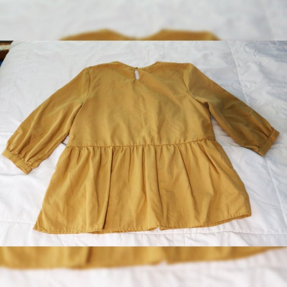 Mustard Yellow Embroidered Peplum Blouse - Picture 2 of 6
